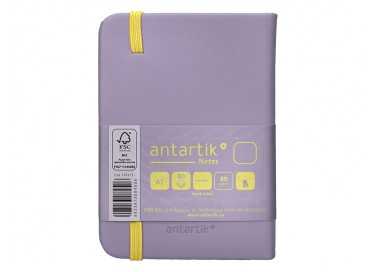 Cuaderno con gomilla antartik notes tapa dura a7 hojas lisas morado y amarillo 80 hojas 80 gr fsc