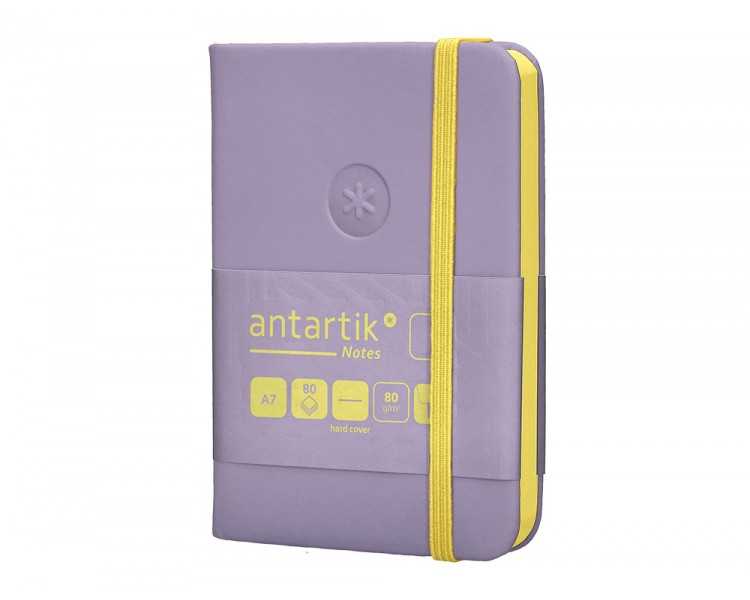 Cuaderno con gomilla antartik notes tapa dura a7 hojas lisas morado y amarillo 80 hojas 80 gr fsc