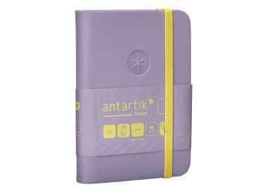 Cuaderno con gomilla antartik notes tapa dura a7 hojas lisas morado y amarillo 80 hojas 80 gr fsc