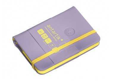 Cuaderno con gomilla antartik notes tapa dura a7 hojas lisas morado y amarillo 80 hojas 80 gr fsc