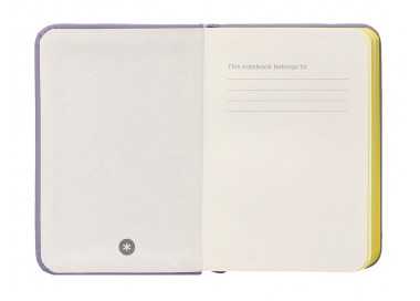 Cuaderno con gomilla antartik notes tapa dura a7 hojas lisas morado y amarillo 80 hojas 80 gr fsc