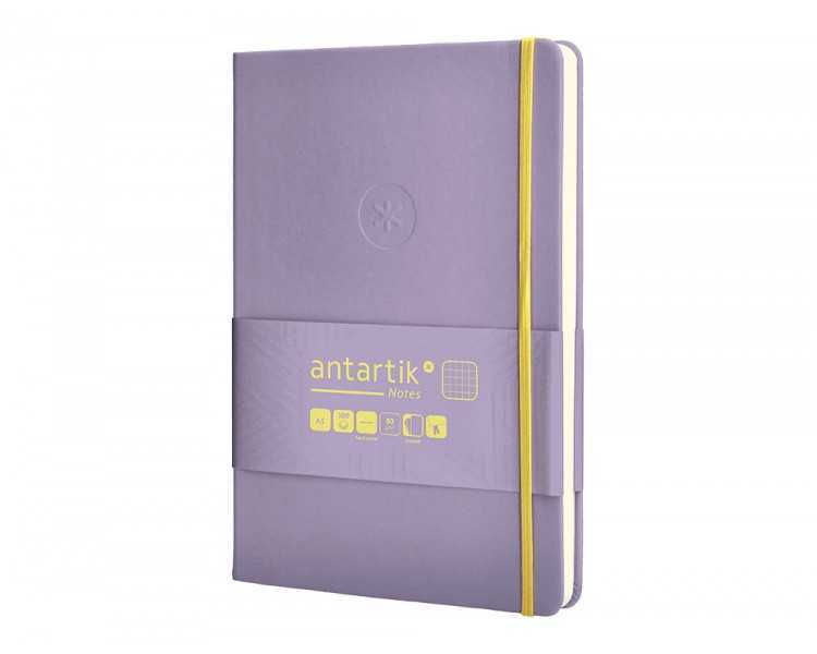 Cuaderno con gomilla antartik notes tapa dura a5 hojas cuadricula morado y amarillo 100 hojas 80 gr fsc