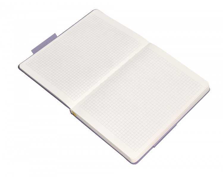 Cuaderno con gomilla antartik notes tapa dura a5 hojas cuadricula morado y amarillo 100 hojas 80 gr fsc