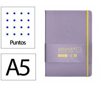 Cuaderno con gomilla antartik notes tapa dura a5 hojas puntos morado y amarillo 100 hojas 80 gr fsc