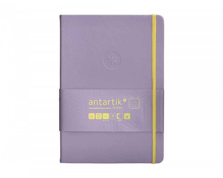 Cuaderno con gomilla antartik notes tapa dura a5 hojas puntos morado y amarillo 100 hojas 80 gr fsc
