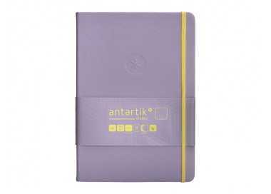 Cuaderno con gomilla antartik notes tapa dura a5 hojas puntos morado y amarillo 100 hojas 80 gr fsc