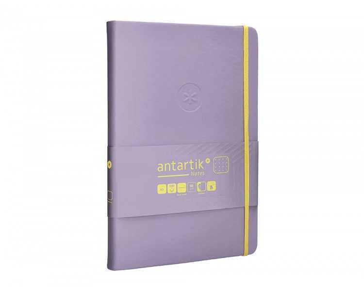 Cuaderno con gomilla antartik notes tapa dura a5 hojas puntos morado y amarillo 100 hojas 80 gr fsc
