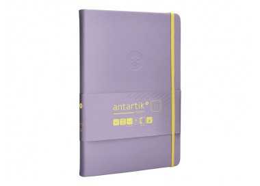 Cuaderno con gomilla antartik notes tapa dura a5 hojas puntos morado y amarillo 100 hojas 80 gr fsc
