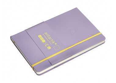 Cuaderno con gomilla antartik notes tapa dura a5 hojas puntos morado y amarillo 100 hojas 80 gr fsc