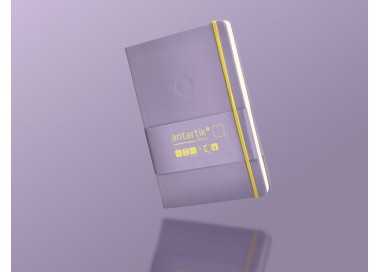 Cuaderno con gomilla antartik notes tapa dura a5 hojas puntos morado y amarillo 100 hojas 80 gr fsc