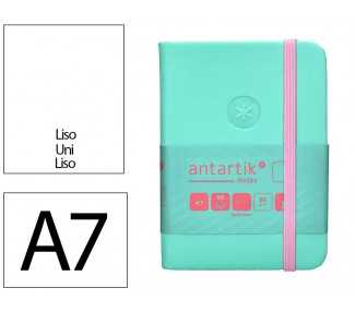 Cuaderno con gomilla antartik notes tapa dura a7 hojas lisas rosa y turquesa 80 hojas 80 gr fsc