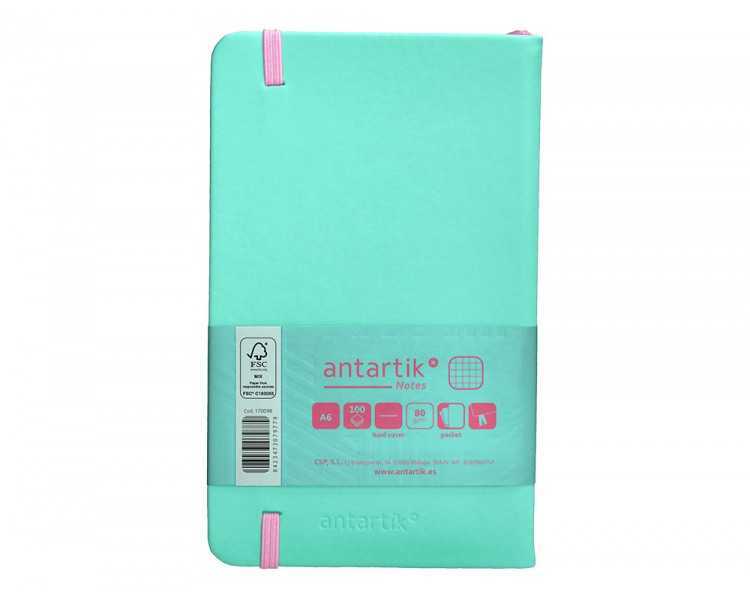 Cuaderno con gomilla antartik notes tapa dura a6 hojas cuadricula rosa y turquesa 100 hojas 80 gr fsc