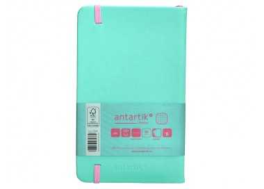 Cuaderno con gomilla antartik notes tapa dura a6 hojas cuadricula rosa y turquesa 100 hojas 80 gr fsc