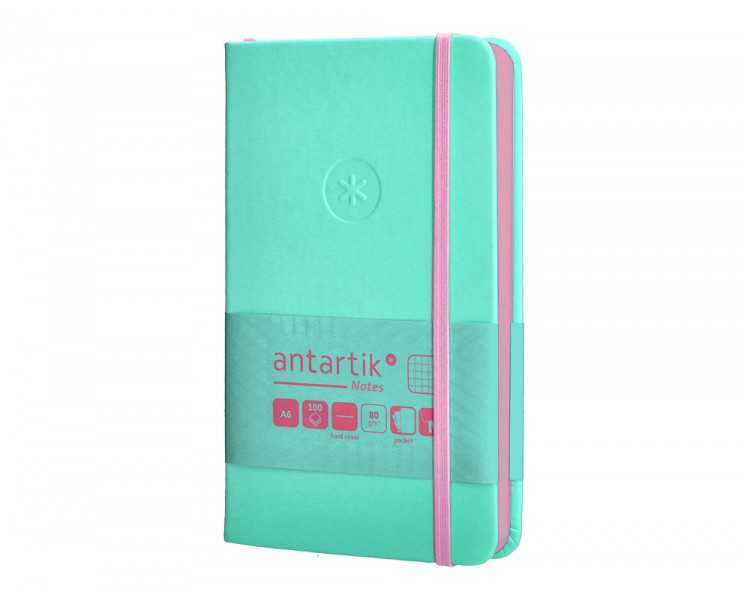 Cuaderno con gomilla antartik notes tapa dura a6 hojas cuadricula rosa y turquesa 100 hojas 80 gr fsc