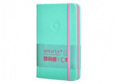 Cuaderno con gomilla antartik notes tapa dura a6 hojas cuadricula rosa y turquesa 100 hojas 80 gr fsc