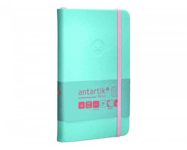 Cuaderno con gomilla antartik notes tapa dura a6 hojas cuadricula rosa y turquesa 100 hojas 80 gr fsc