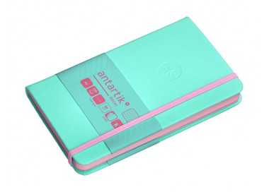 Cuaderno con gomilla antartik notes tapa dura a6 hojas cuadricula rosa y turquesa 100 hojas 80 gr fsc