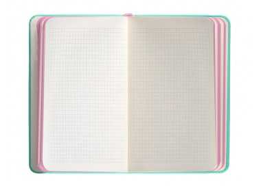 Cuaderno con gomilla antartik notes tapa dura a6 hojas cuadricula rosa y turquesa 100 hojas 80 gr fsc