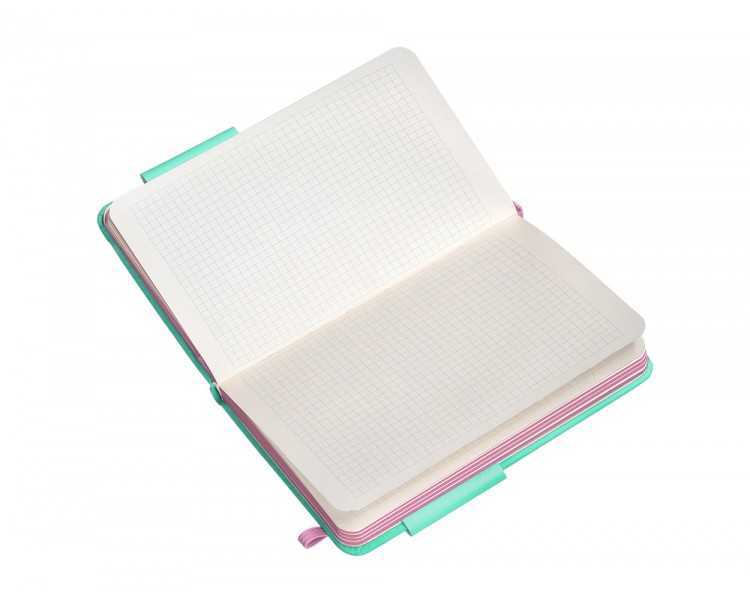 Cuaderno con gomilla antartik notes tapa dura a6 hojas cuadricula rosa y turquesa 100 hojas 80 gr fsc