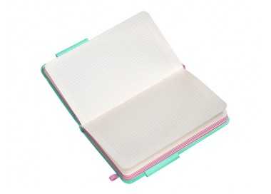 Cuaderno con gomilla antartik notes tapa dura a6 hojas cuadricula rosa y turquesa 100 hojas 80 gr fsc