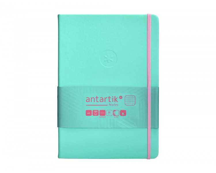 Cuaderno con gomilla antartik notes tapa dura a5 hojas cuadricula rosa y turquesa 100 hojas 80 gr fsc