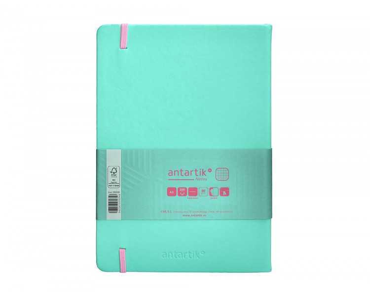 Cuaderno con gomilla antartik notes tapa dura a5 hojas cuadricula rosa y turquesa 100 hojas 80 gr fsc
