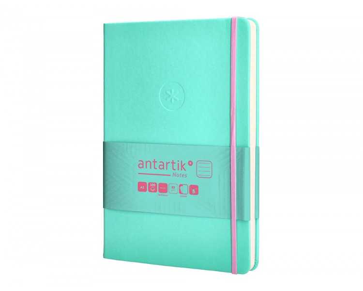 Cuaderno con gomilla antartik notes tapa dura a5 hojas cuadricula rosa y turquesa 100 hojas 80 gr fsc