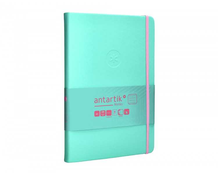 Cuaderno con gomilla antartik notes tapa dura a5 hojas cuadricula rosa y turquesa 100 hojas 80 gr fsc
