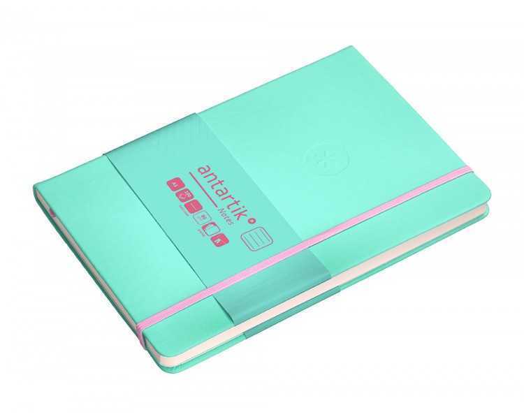 Cuaderno con gomilla antartik notes tapa dura a5 hojas cuadricula rosa y turquesa 100 hojas 80 gr fsc