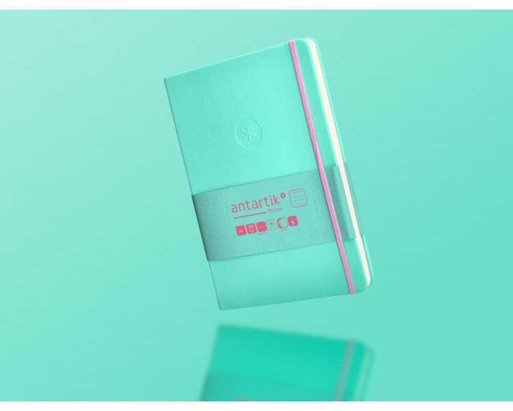 Cuaderno con gomilla antartik notes tapa dura a5 hojas cuadricula rosa y turquesa 100 hojas 80 gr fsc