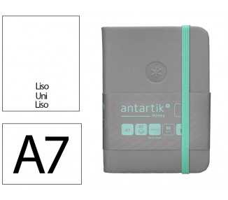 Cuaderno con gomilla antartik notes tapa dura a7 hojas lisas gris y turquesa 80 hojas 80 gr fsc