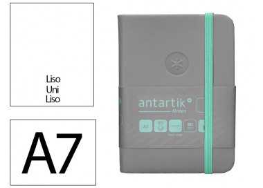 Cuaderno con gomilla antartik notes tapa dura a7 hojas lisas gris y turquesa 80 hojas 80 gr fsc