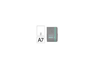 Cuaderno con gomilla antartik notes tapa dura a7 hojas lisas gris y turquesa 80 hojas 80 gr fsc