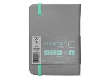 Cuaderno con gomilla antartik notes tapa dura a7 hojas lisas gris y turquesa 80 hojas 80 gr fsc
