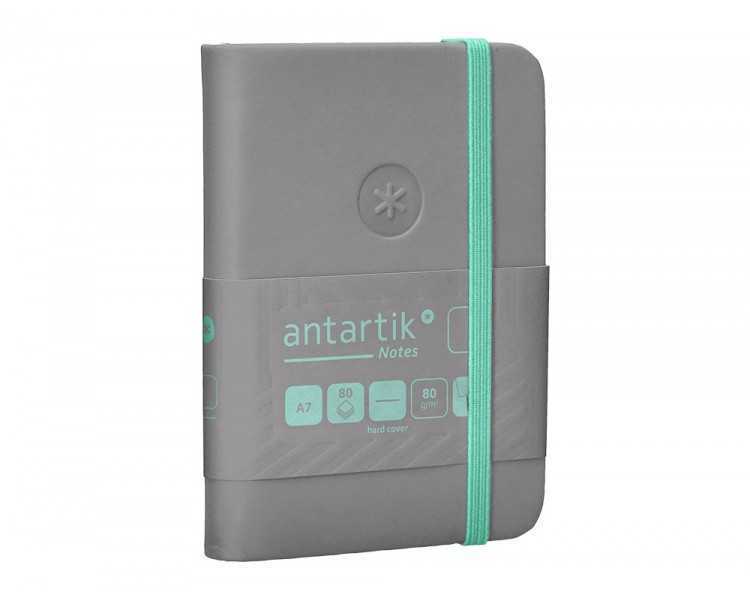 Cuaderno con gomilla antartik notes tapa dura a7 hojas lisas gris y turquesa 80 hojas 80 gr fsc