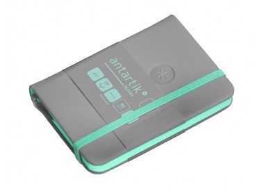 Cuaderno con gomilla antartik notes tapa dura a7 hojas lisas gris y turquesa 80 hojas 80 gr fsc