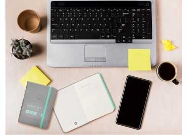 Cuaderno con gomilla antartik notes tapa dura a7 hojas lisas gris y turquesa 80 hojas 80 gr fsc