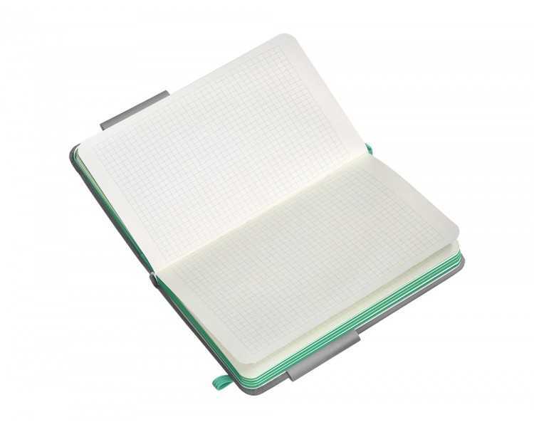 Cuaderno con gomilla antartik notes tapa dura a6 hojas cuadricula gris y turquesa 100 hojas 80 gr fsc