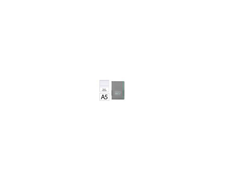 Cuaderno con gomilla antartik notes tapa dura a5 hojas rayas gris y turquesa 100 hojas 80 gr fsc