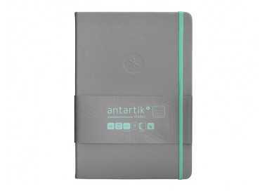 Cuaderno con gomilla antartik notes tapa dura a5 hojas rayas gris y turquesa 100 hojas 80 gr fsc