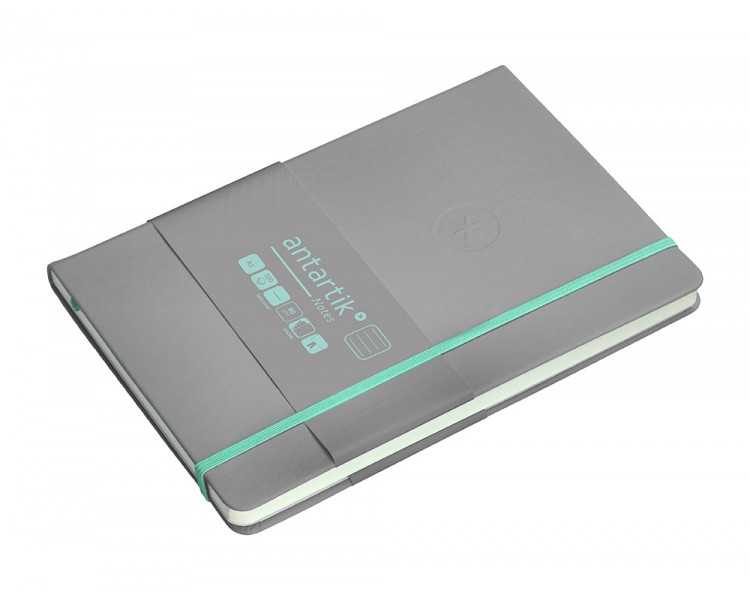 Cuaderno con gomilla antartik notes tapa dura a5 hojas rayas gris y turquesa 100 hojas 80 gr fsc