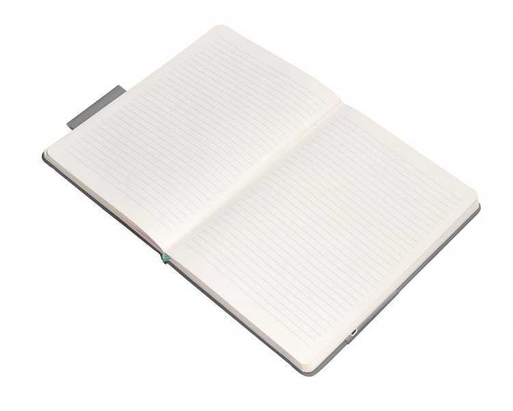 Cuaderno con gomilla antartik notes tapa dura a5 hojas rayas gris y turquesa 100 hojas 80 gr fsc