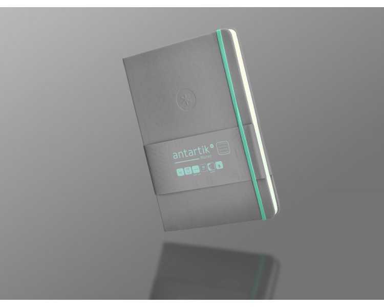 Cuaderno con gomilla antartik notes tapa dura a5 hojas rayas gris y turquesa 100 hojas 80 gr fsc