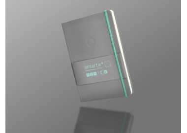 Cuaderno con gomilla antartik notes tapa dura a5 hojas rayas gris y turquesa 100 hojas 80 gr fsc
