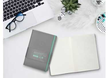 Cuaderno con gomilla antartik notes tapa dura a5 hojas rayas gris y turquesa 100 hojas 80 gr fsc
