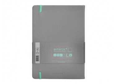Cuaderno con gomilla antartik notes tapa dura a5 hojas lisas gris y turquesa 100 hojas 80 gr fsc