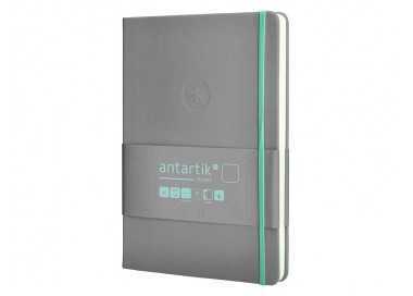 Cuaderno con gomilla antartik notes tapa dura a5 hojas lisas gris y turquesa 100 hojas 80 gr fsc