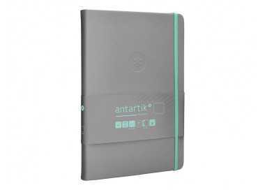 Cuaderno con gomilla antartik notes tapa dura a5 hojas lisas gris y turquesa 100 hojas 80 gr fsc