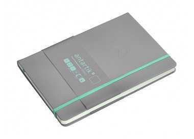 Cuaderno con gomilla antartik notes tapa dura a5 hojas lisas gris y turquesa 100 hojas 80 gr fsc