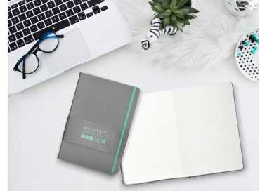 Cuaderno con gomilla antartik notes tapa dura a5 hojas lisas gris y turquesa 100 hojas 80 gr fsc